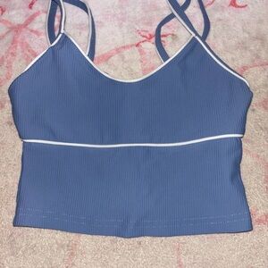 Edikted Blue Ribbed Crop Top